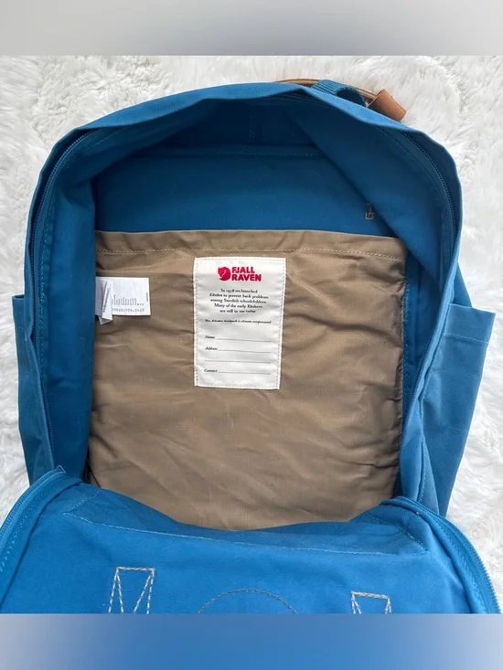 Fjallraven Kånken No. 2 | Leather Accent Blue Backpack w/ G-1000 Padding - Picture 4 of 10